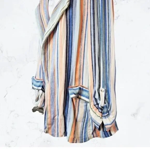 Caslon Linen Blazer Jacket sz M Striped Boyfriend Fit NEW - Picture 5 of 8